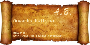 Andorka Balbina névjegykártya